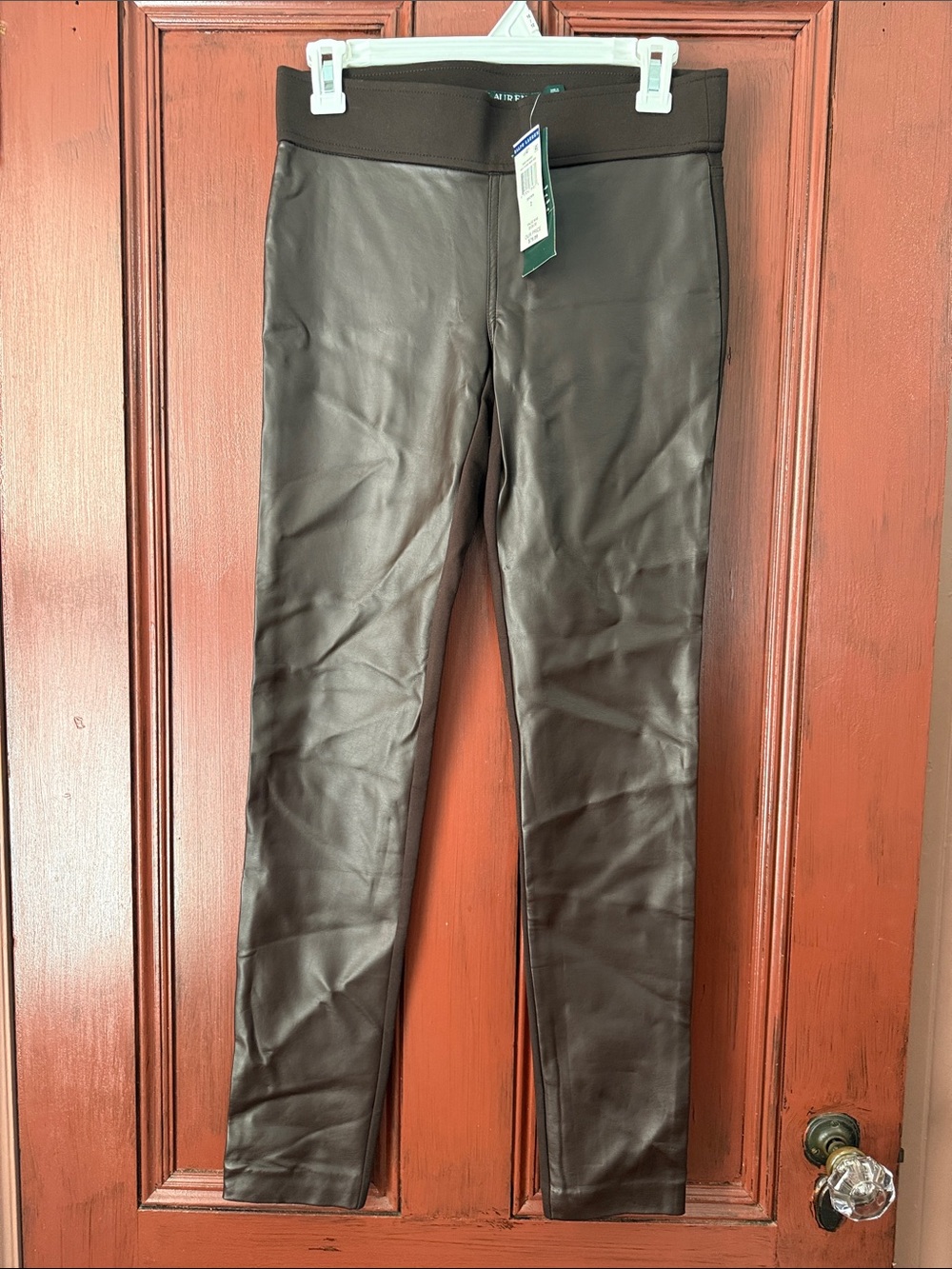 Lauren Ralph Lauren Brown Faux Leather Skinny Jeans